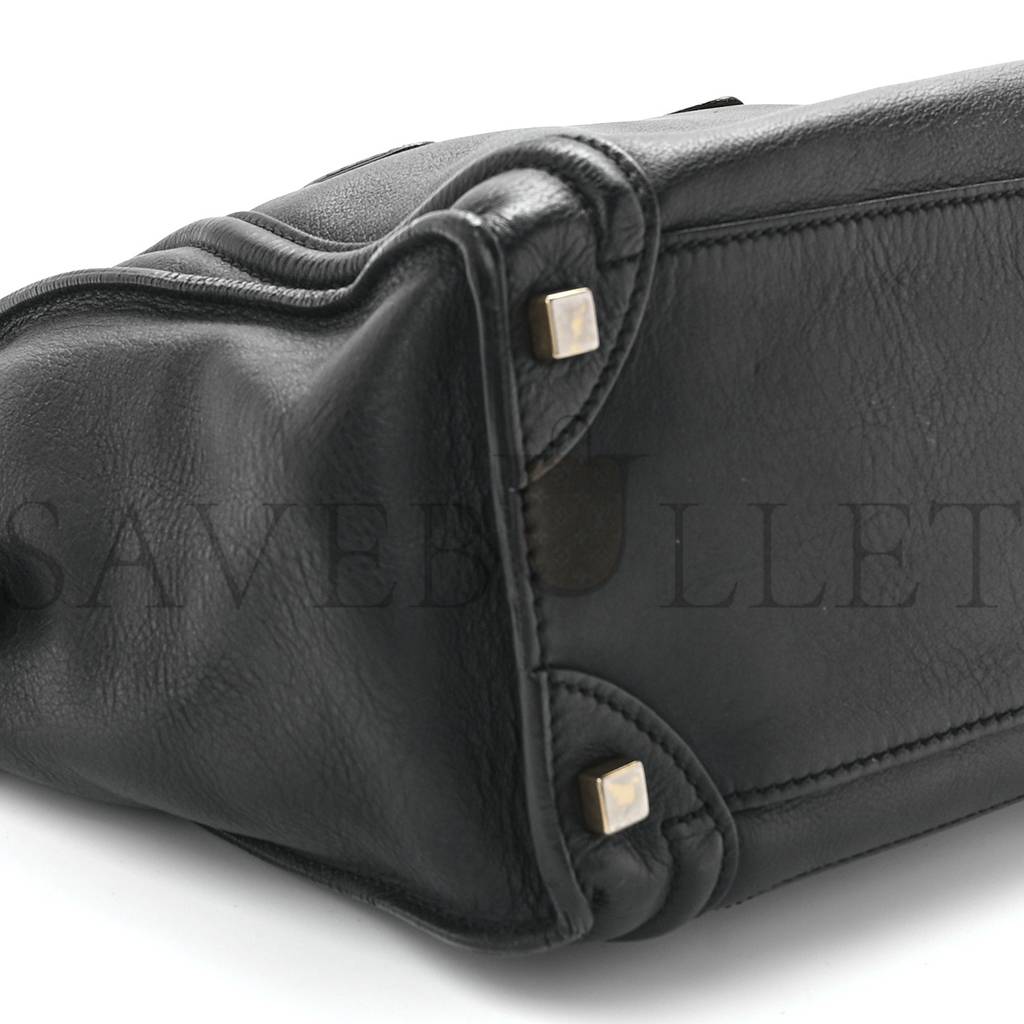 CELINE SMOOTH CALFSKIN MICRO LUGGAGE BLACK (26*26*14cm) CELINE SMOOTH CALFSKIN MICRO LUGGAGE BLACK (26*26*14cm)