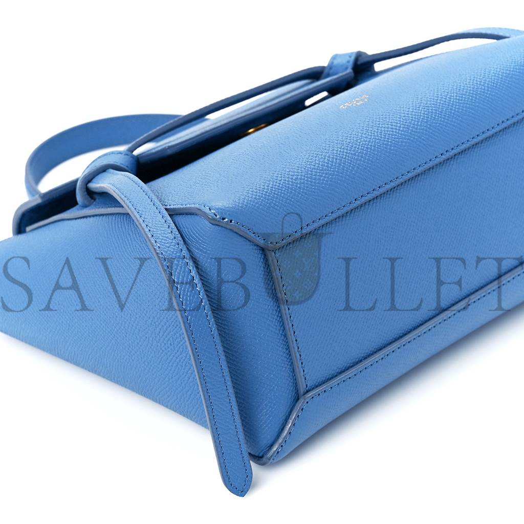 CELINE GRAINED CALFSKIN NANO BELT BAG BLUE (20*19*11cm) CELINE GRAINED CALFSKIN NANO BELT BAG BLUE (20*19*11cm)
