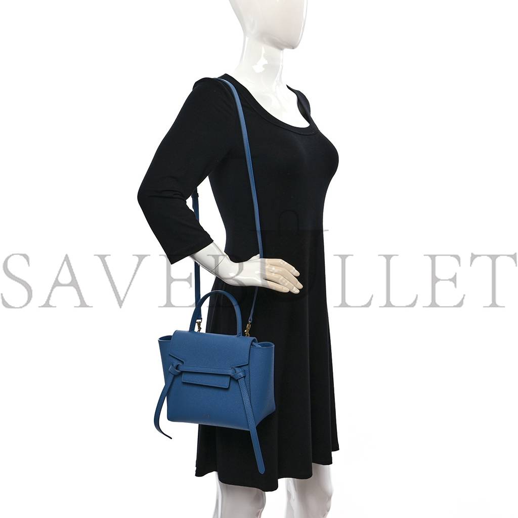 CELINE GRAINED CALFSKIN NANO BELT BAG BLUE (20*19*11cm) CELINE GRAINED CALFSKIN NANO BELT BAG BLUE (20*19*11cm)