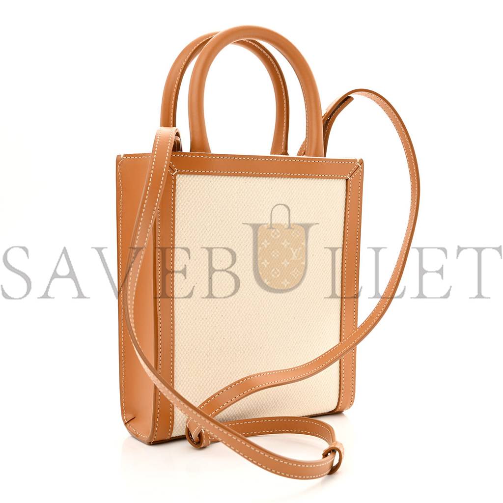 CELINE CANVAS CALFSKIN MINI VERTICAL CABAS NATURAL TAN (20*17*6cm) CELINE CANVAS CALFSKIN MINI VERTICAL CABAS NATURAL TAN (20*17*6cm)