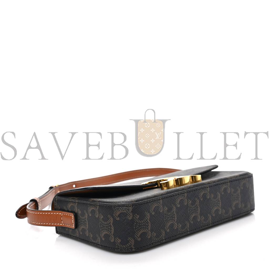 CELINE CANVAS CALFSKIN TRIOMPHE SHOULDER BAG TAN (20*11*4cm) CELINE CANVAS CALFSKIN TRIOMPHE SHOULDER BAG TAN (20*11*4cm)