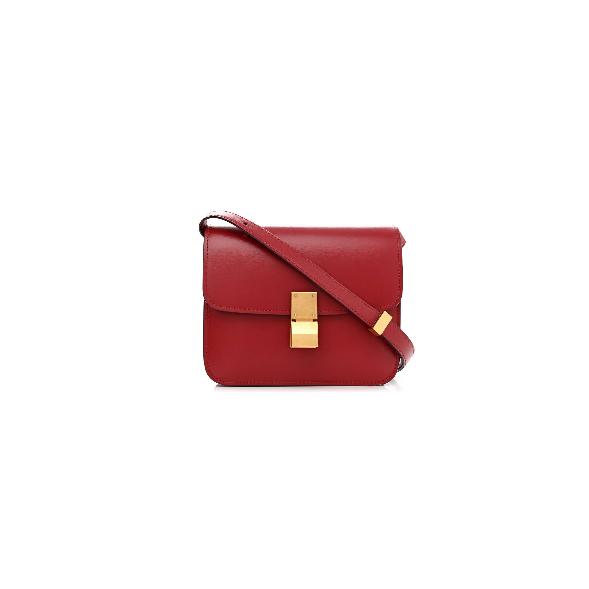 CELINE BOX CALFSKIN TEEN CLASSIC BOX FLAP BAG RED (18*15*6cm) CELINE BOX CALFSKIN TEEN CLASSIC BOX FLAP BAG RED (18*15*6cm)
