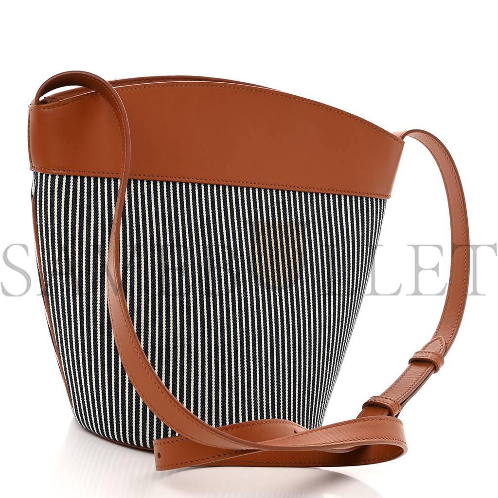CELINE TEXTILE CALFSKIN CRECY BUCKET BAG BLUE TAN (23*15*15cm) CELINE TEXTILE CALFSKIN CRECY BUCKET BAG BLUE TAN (23*15*15cm)