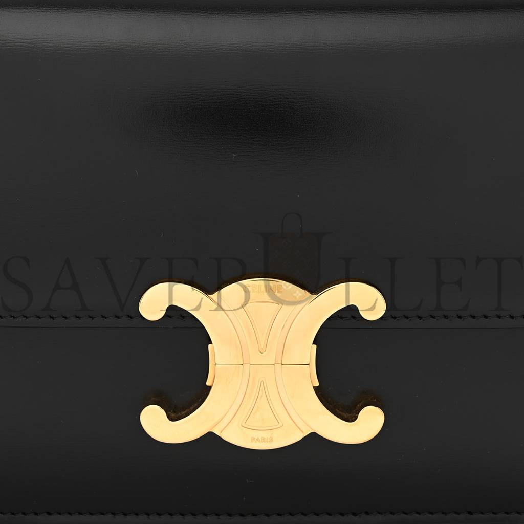 CELINE SHINY CALFSKIN TEEN TRIOMPHE BLACK (18*14*6cm) CELINE SHINY CALFSKIN TEEN TRIOMPHE BLACK (18*14*6cm)