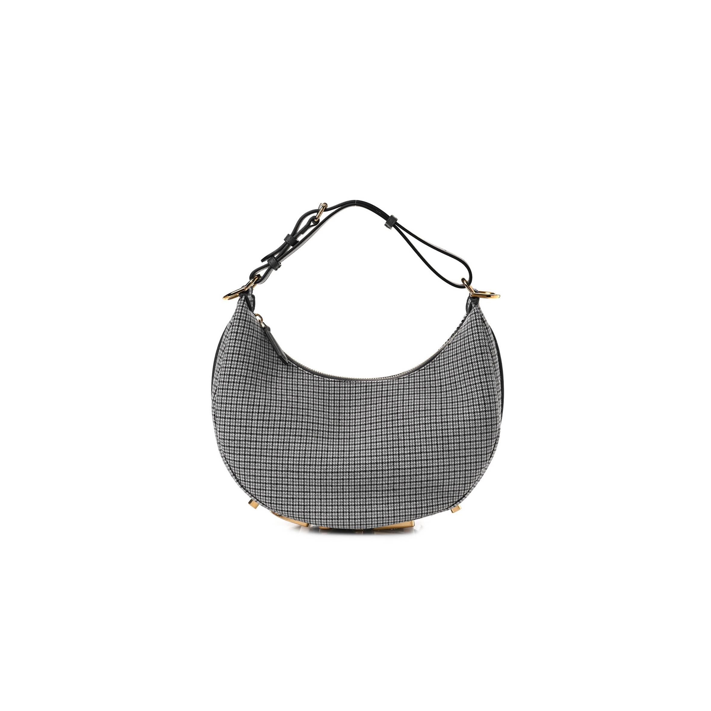 FENDI WOOL HOUNDSTOOTH SMALL FENDIGRAPHY HOBO BAG GRIGIO ANTHRACITE (28*23*8cm) FENDI WOOL HOUNDSTOOTH SMALL FENDIGRAPHY HOBO BAG GRIGIO ANTHRACITE (28*23*8cm)